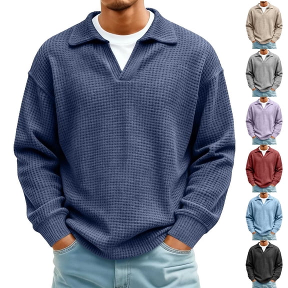 Admvng Mens Long Sleeve Shirt Lightweight Casual Pullover Everyday Collar Blouse Top