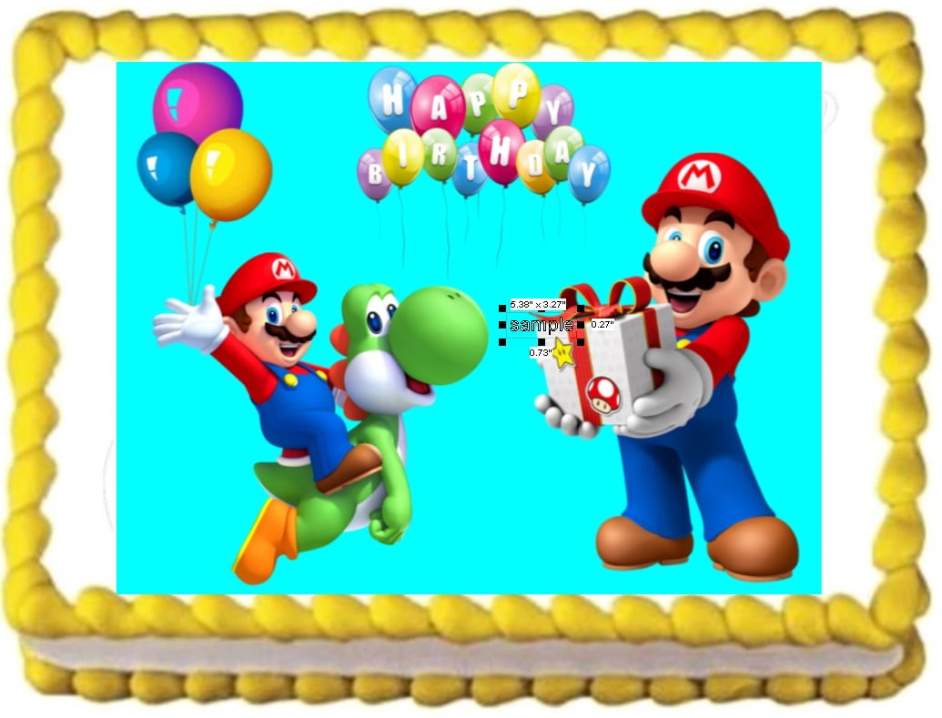 Details about   Mario Happy Birthday Image Edible Cake Cupcake Topper Frosting Sheet 