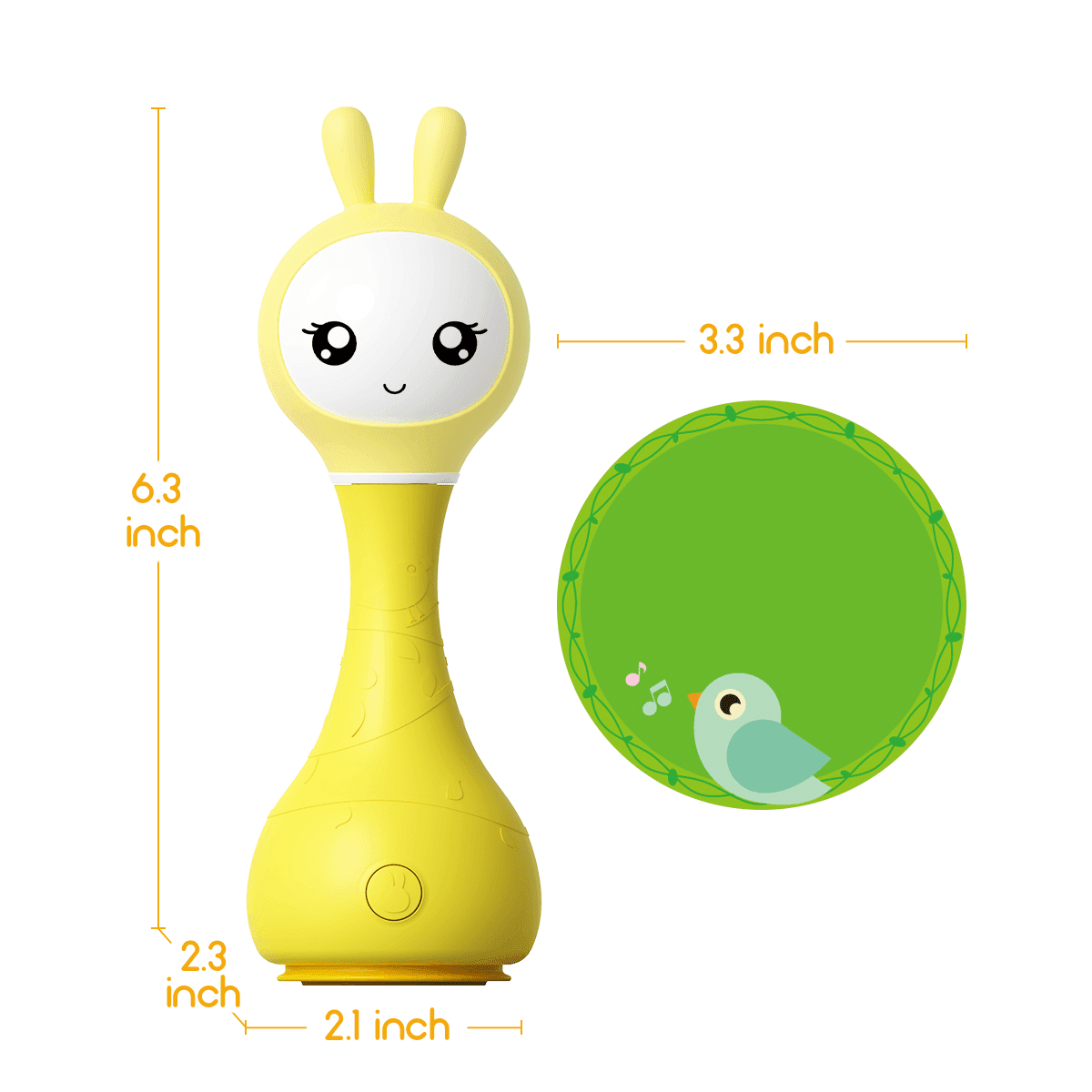 alilo Bunny Baby Rattle Toys - Teether Light-Up Rattles w/ Music Stories Lullabies All-in-one - Encourage Developmental Milestones 0-24 Months for Babies Infants Newborns (Smarty Bunny, Yellow)