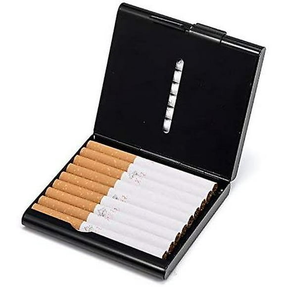 Étui à Cigarettes Folio, Étui à Cigarettes en Métal, Peut Contenir 20 Cigarettes, Noir