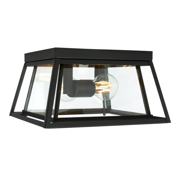 SAFAVIEH Rydler 11 in. Modern 2-Light Black Steel Mount Light with Clear Shade