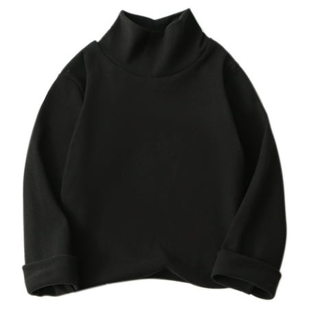 Unisex Half Turtleneck Solid Color Long Sleeve Top Casual Base Layer Shirt for Kids Soft Breathable Tee