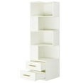 thumbnail image 2 of Topcobe 66.9" L-Shaped Bookshelf, Corner Bookcase With 5-Tier Shelf And 2 Drawers, Book Shelf, Shelves for Bedroom Living Room, 2 of 4