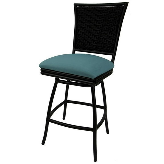 Outdoor Counter Patio Bar Stool 26" Erin Armless - Aqua (Blue) Black