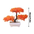 thumbnail image 2 of Artificial Bonsai Tree with Red Foliage - Fake Plant Decor with White Pot for Home, Office, Living Room, Desk, Shelf, Indoor Spaces, 2 of 2