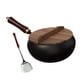 thumbnail image 2 of Sartén Wok de Hierro Diseño Profundo Utensilios de Cocina Multiusos Sin Revestimiento con Tapa de Madera para Cocinar , Guisar Carne y 26 centímetros, 2 of 8