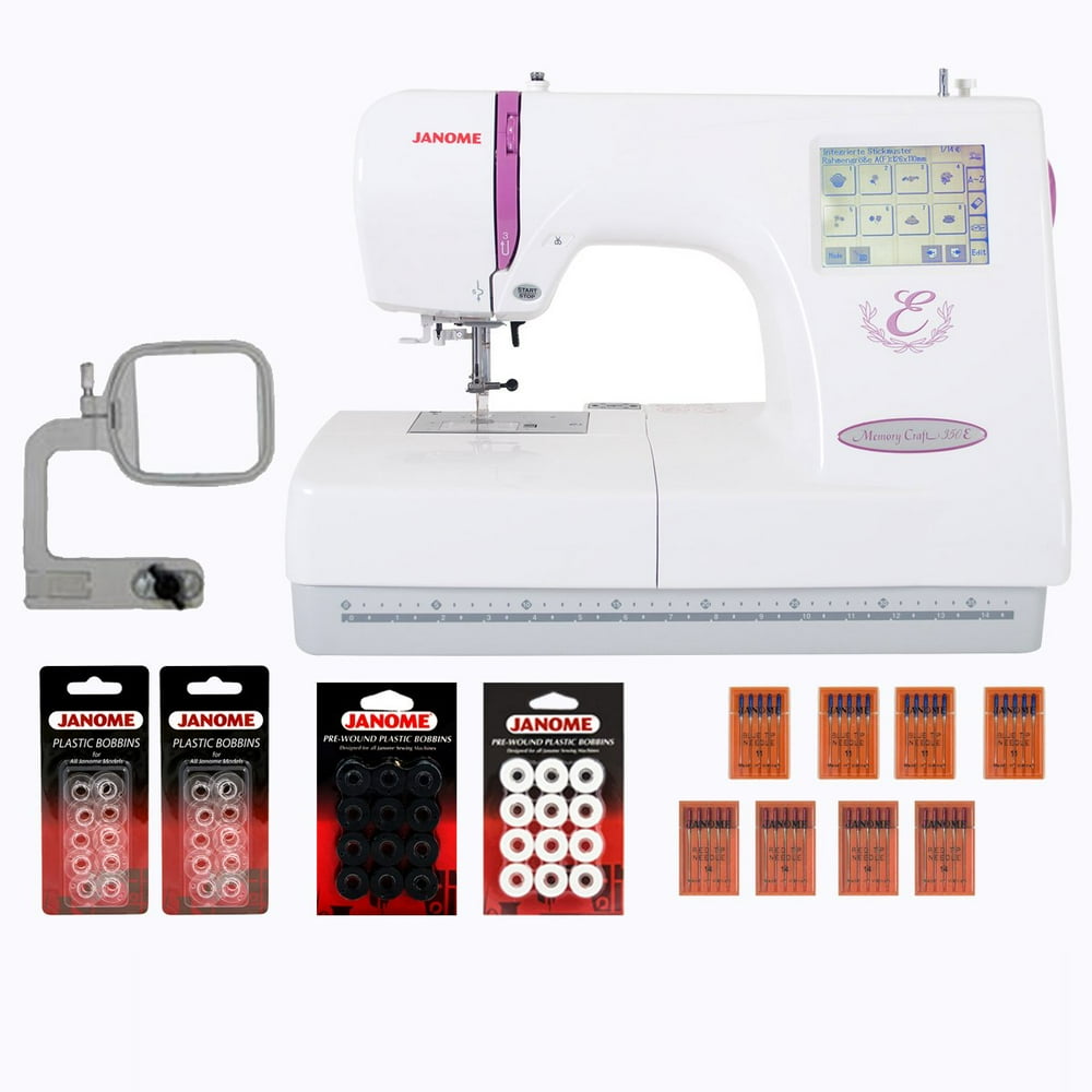 Janome Memory Craft 350E Embroidery Machine w/13 Piece Bonus Kit