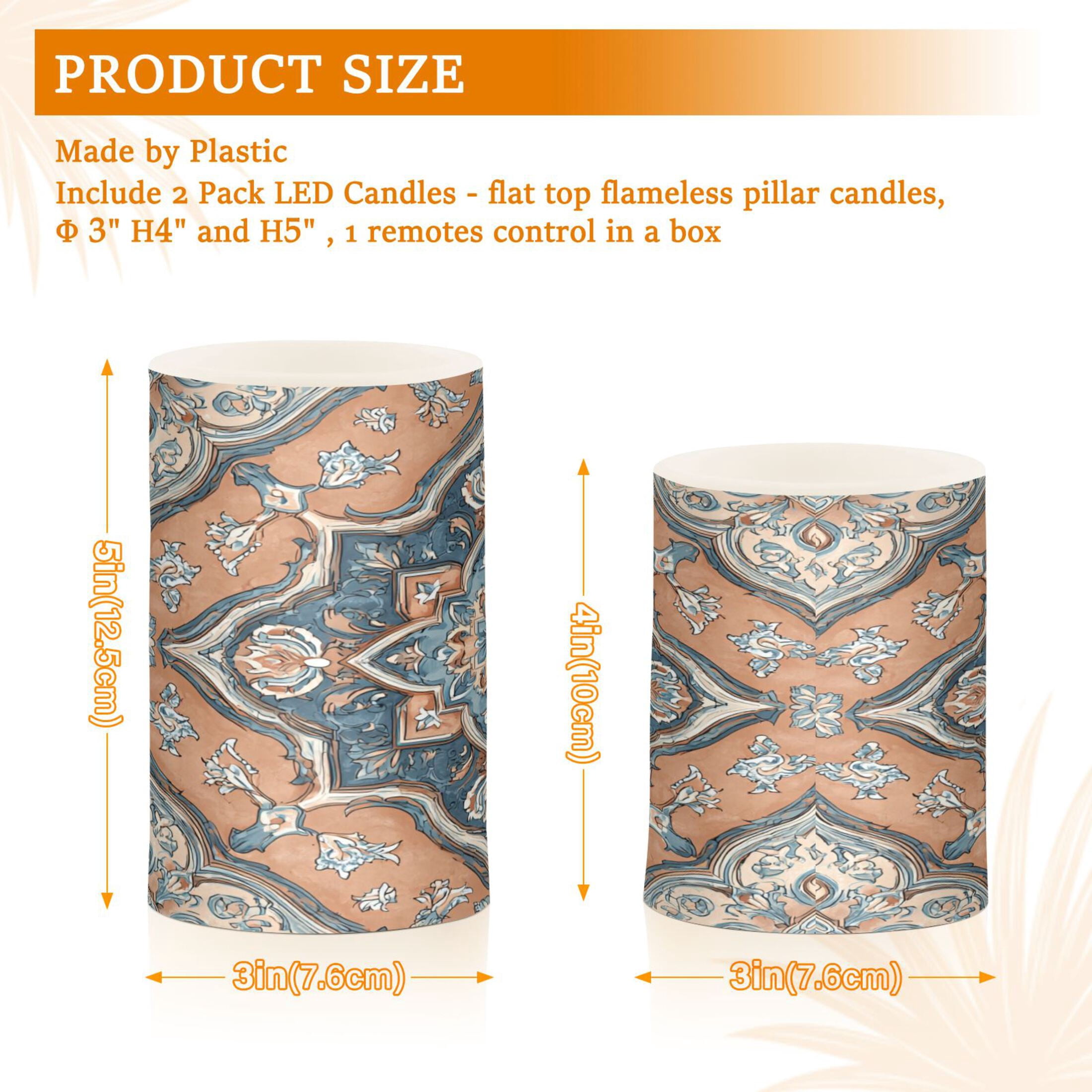 Electronic Candles Light Combination 3x5In, 3x4In Flameless Candles Plastic Festive Decoration Party Christmas Decoration Terracotta Mosaic Peach Accents