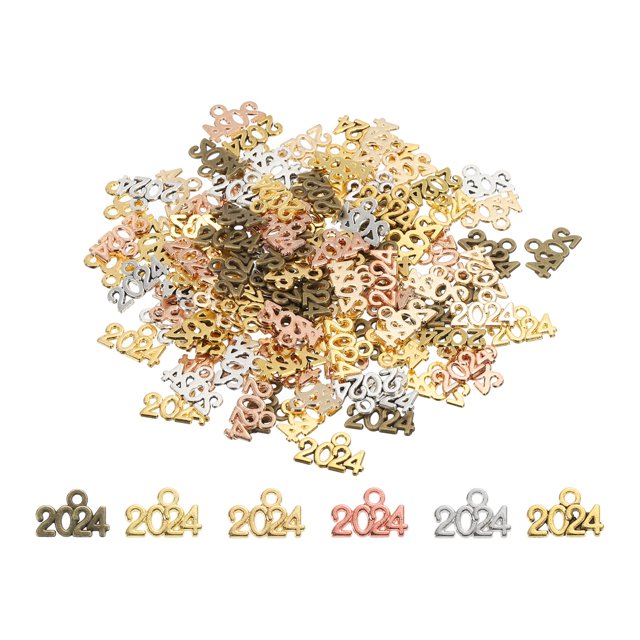 2024 Año Número Dije Graduación Año Dije 6 Color para Borla, Bricolaje Joyería Fabricación, Collar Pulseras, Llavero, 2 Juegos (120uds)