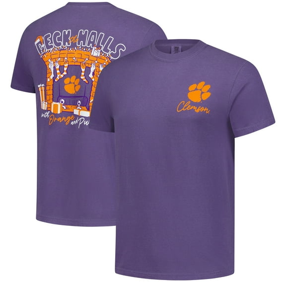 Men's Purple Clemson Tigers Deck the Halls Comfort Colors T-Shirt