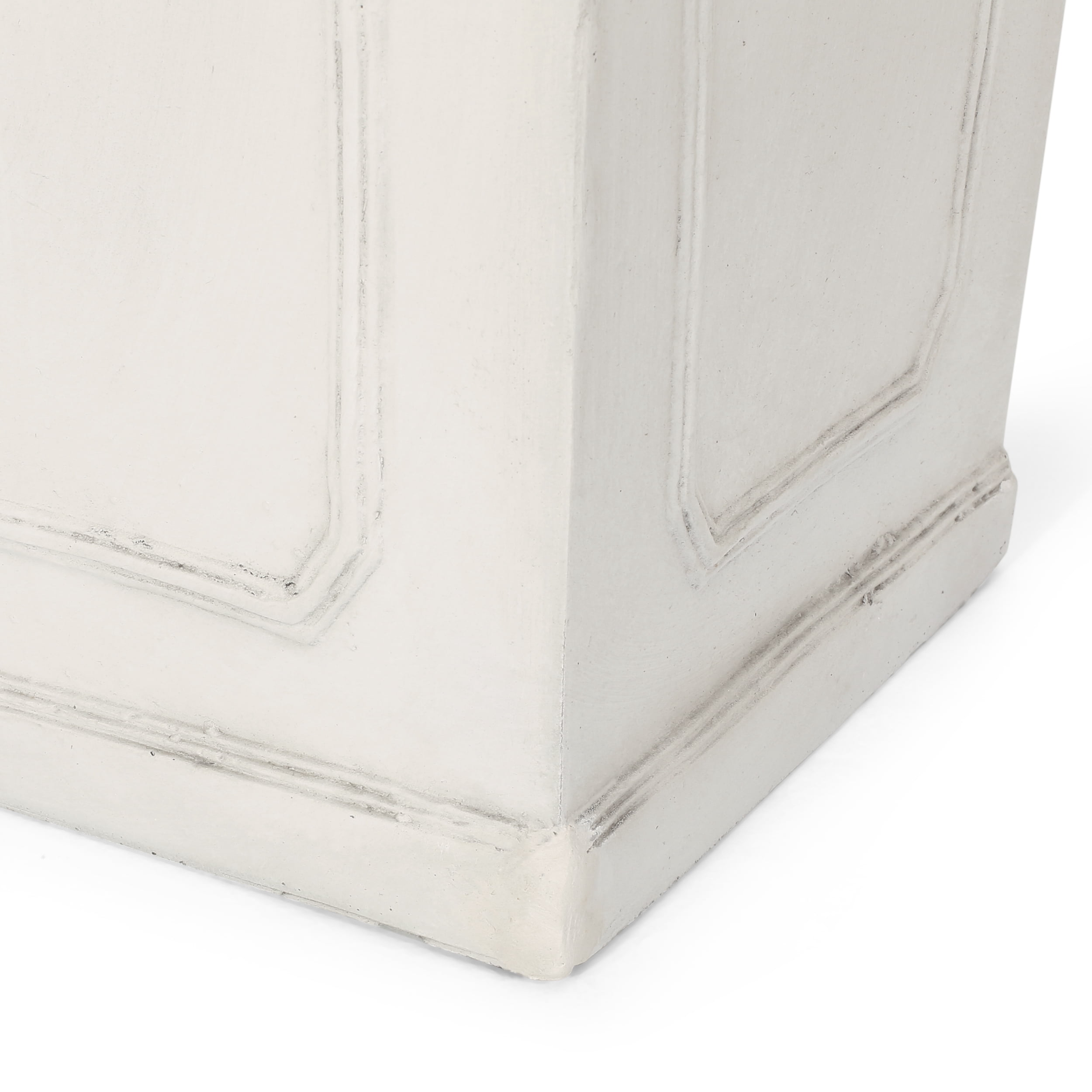 GDF Studio Greg Outdoor Cast Stone Tapered Planter, Antique White Large