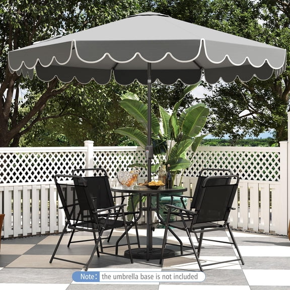 10 Feet Ruffled Patio Umbrella Outdoor Market Umbrella with Crank and Tilt Function