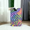 thumbnail image 6 of Yayeee Freestanding Laundry Hamper with Handle Collapsible Large Storage Basket for Clothes, Green Wavy Pattern, 6 of 7