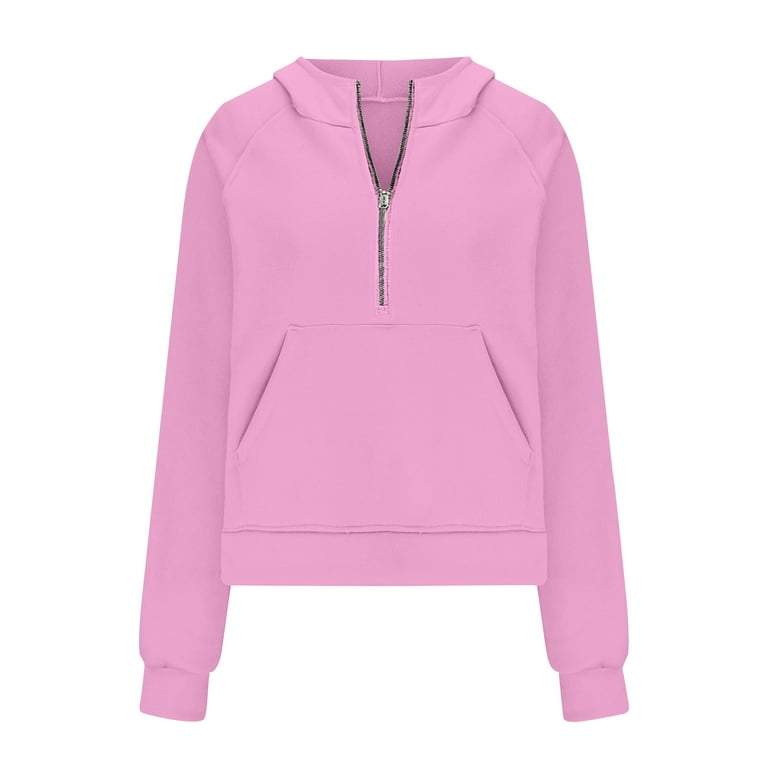 トップス double zip short hoodie TOWED22 Womens Oversized Half Zip Sweatshirt Hoodie Quarter