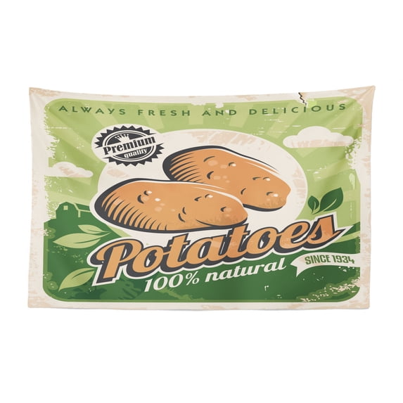 Harvest Tapestry, Engraved Windmill Image on Farmland and Country House on Backdrop, Fabric Wall Hanging Decor for Bedroom Living Room Dorm, 2 Sizes, White and Charcoal Grey, by Ambesonne