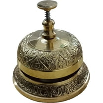 PARIJAT HANDICRAFT Victorian Style Service Desk Bell Ornate Solid Brass Hotel Counter Bell Desk Bell Service Bell for Hotels, Schools, Restaurants, Reception Areas, Hospitals, Warehouses