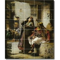 Ceramic Tile Mural-Frederick Bridgman Women Painting 88. 25.5" w x 17" h using (24) 4.25 x 4.25 ceramic tiles