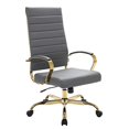 thumbnail image 1 of Silla de oficina de cuero con respaldo alto LeisureMod Benmar con marco dorado LeisureMod  BOTG19GRL, 1 of 2