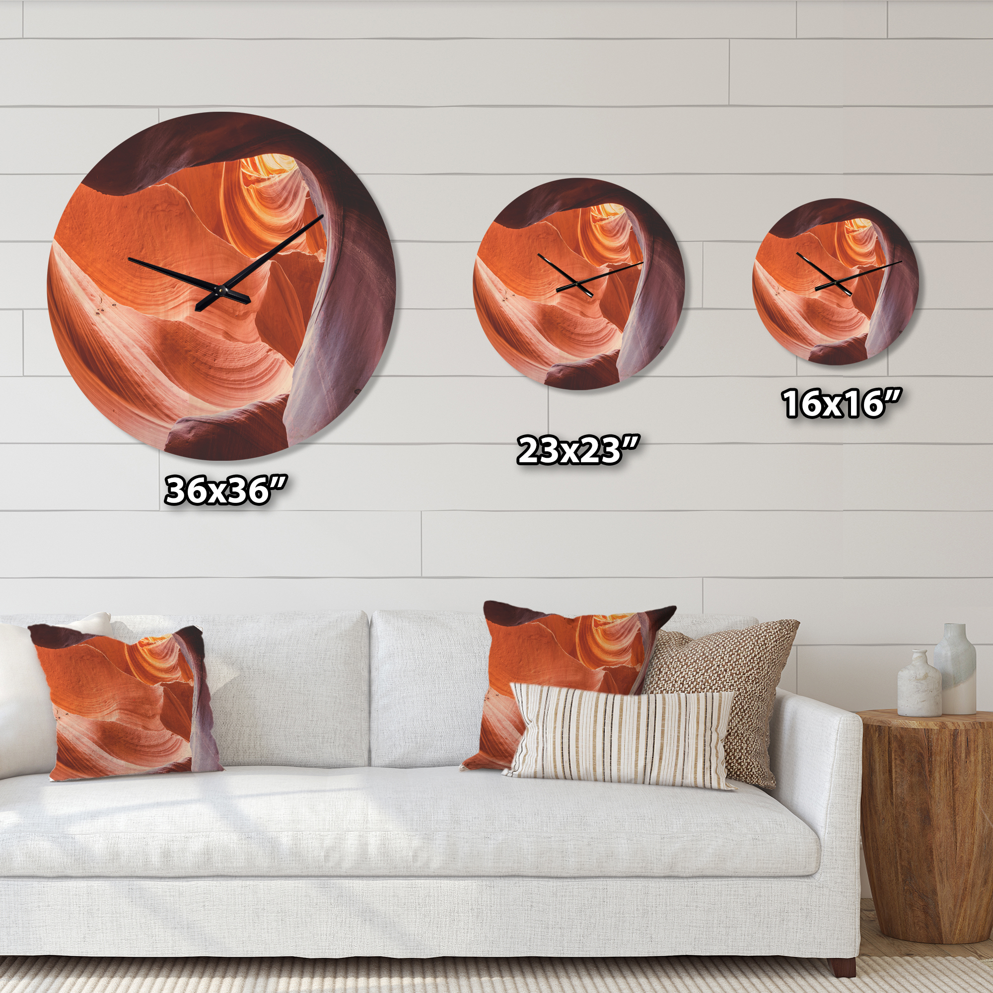 Designart 'Antelope Canyon Inside View Landscape' Modern Wood Wall Clock
