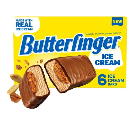Butterfinger Ice Cream Bars with Crispety, Crunchety Layer & Chocolatey Coating, 6 pack, Frozen Dessert