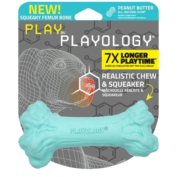 Playology Small Squeaky Femur - Peanut Butter Scented Dog Toy