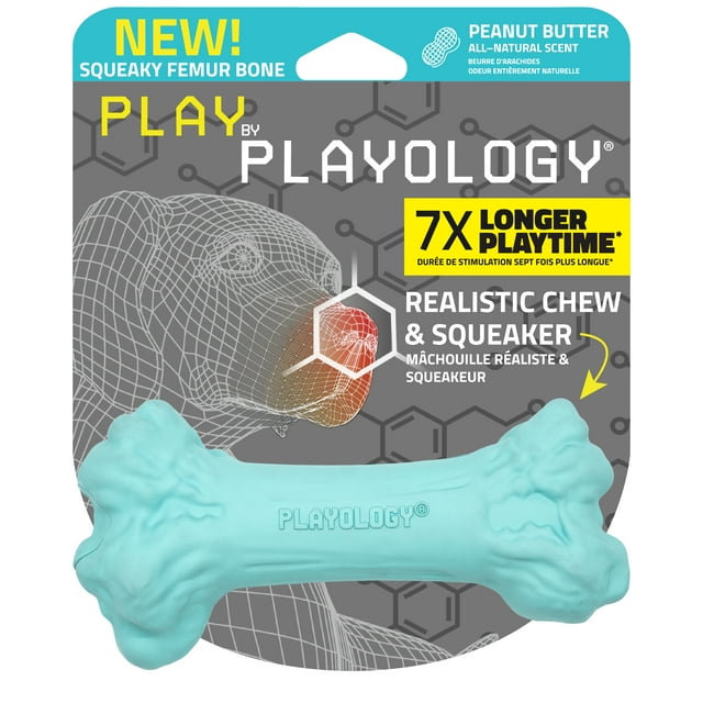 Playology Small Squeaky Femur - Peanut Butter Scented Dog Toy