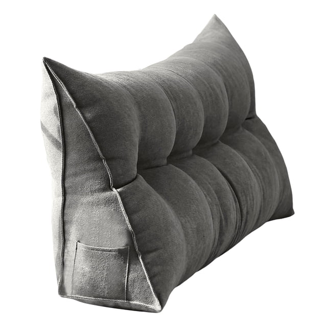 NAOJIE Triangular Wedge Pillow Queen,Backrest Positioning Support Cushion for Sitting in Bed,Back Rest Removable Reading Pillow Headboard Pillow Full Size(Dark Gray,XS)