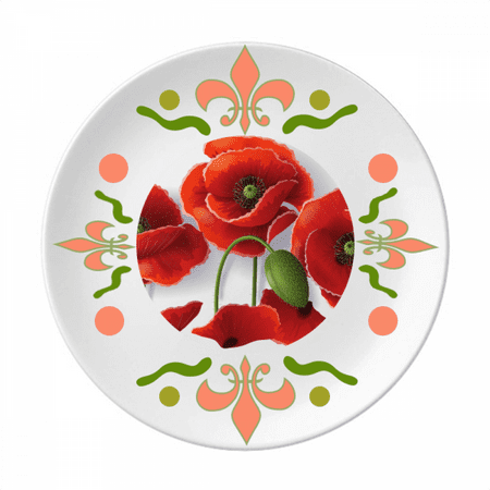 

Red Flowers Painting Corn Petals Fruit Flower Ceramics Plate Tableware Dinner Dish