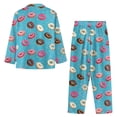 thumbnail image 4 of Suhoaziia Comfy Pajamas for Women Set Novelty Comfortable Button Down Lounge Wear Print Graphic Donut Biscuits Long Sleeve Sweatshirt Matching Set Daily Wear Size L,Pajama Lingerie, 4 of 6