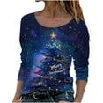 thumbnail image 2 of asdoklhq Shirts for Women Christmas Fashion Printed Loose and Comfortable Round Neck Long Sleeved T-shirt Top/shirt Multicolor L, 2 of 5
