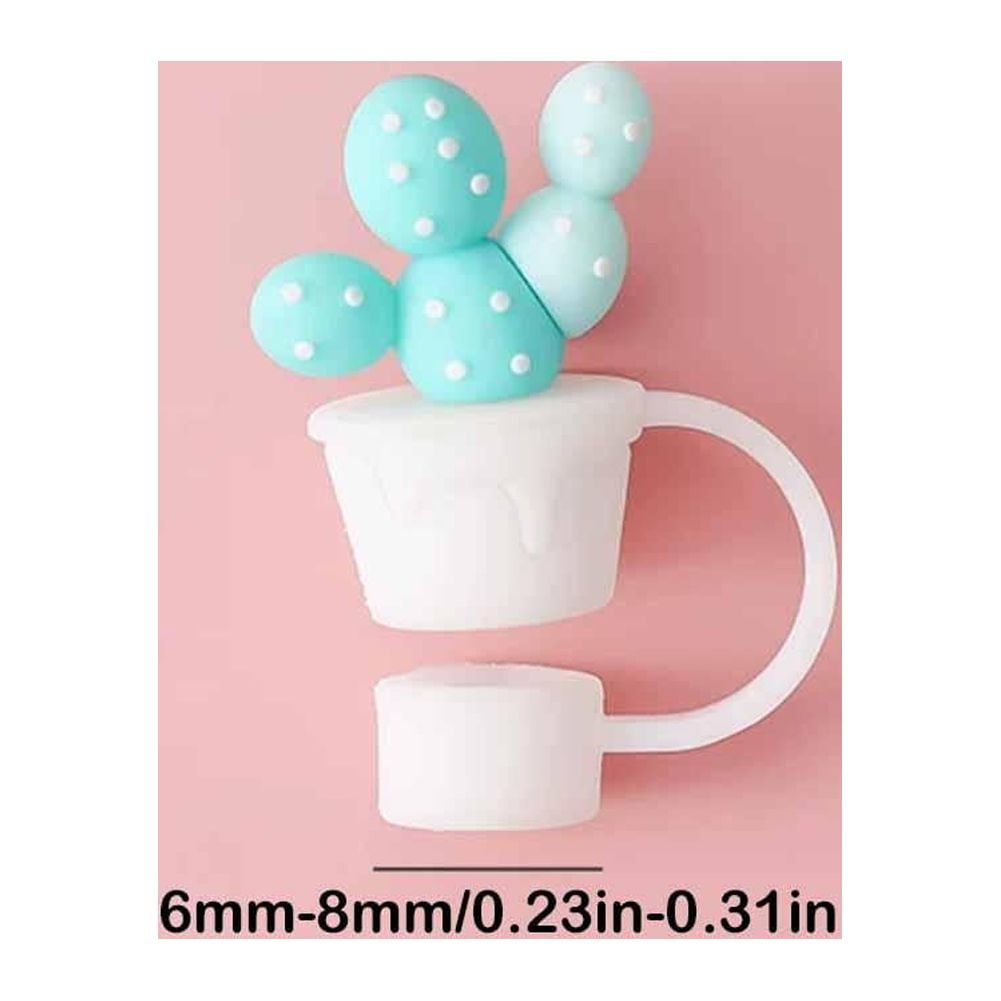 Yunx 4pcs Straw Cover 8mm Cute Cactus Food Grade Portable Reusable Dust-proof Plastic Glass Straw Tip Plug Topper Kitchen Supplies