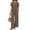 Brown, variant on WIHOLL Two Piece Sets for Women Vacation Spring Outfits Summer Casual Trendy Cozy Rolled Short Sleeve Wide Leg Pants Sweatsuit