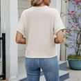 thumbnail image 5 of OSOLU Women Casual Solid Color Button T-Shirt Short Sleeve Tshirts Tee Loose Fit Tops Leisure Women Tops Dressy Casual, 5 of 5