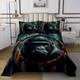 thumbnail image 1 of Ensemble de Courtepointe Chimpanzé Attrape-Rêves, Ensemble de Couvre-Lit Boho Plume Simple, Animaux de la Forêt Décor Bohème Exotique, 1 of 5