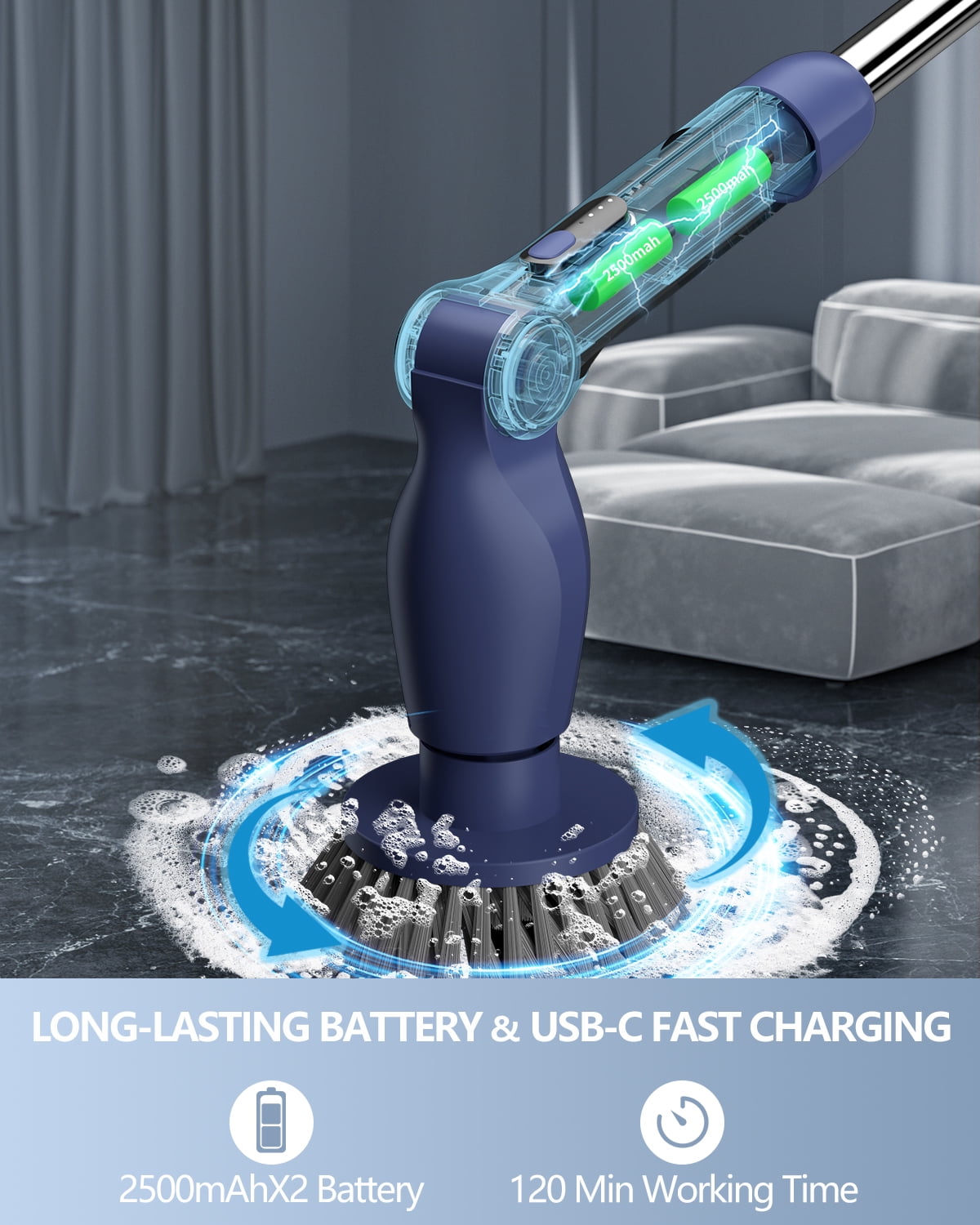 Electric Spin Scrubber, Leebein 2022 New Cordless Cleaning Brush with 8 Replaceable Drill Brush Heads, Tub and Floor Tile 360 Power Scrubber Mop with