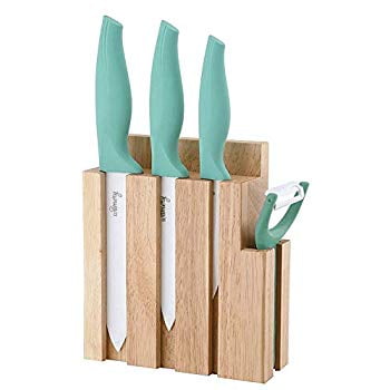 Ceramic Kitchen Knife Set with Block DEC 2019 NEW Stronger Version, White Sharp Zirconium Blades & peeler in Wood Holder Chef Knife with Wooden Block. Kitchen Knives. Turquoise Steak knife set & (Best Chef Knives In The World 2019)