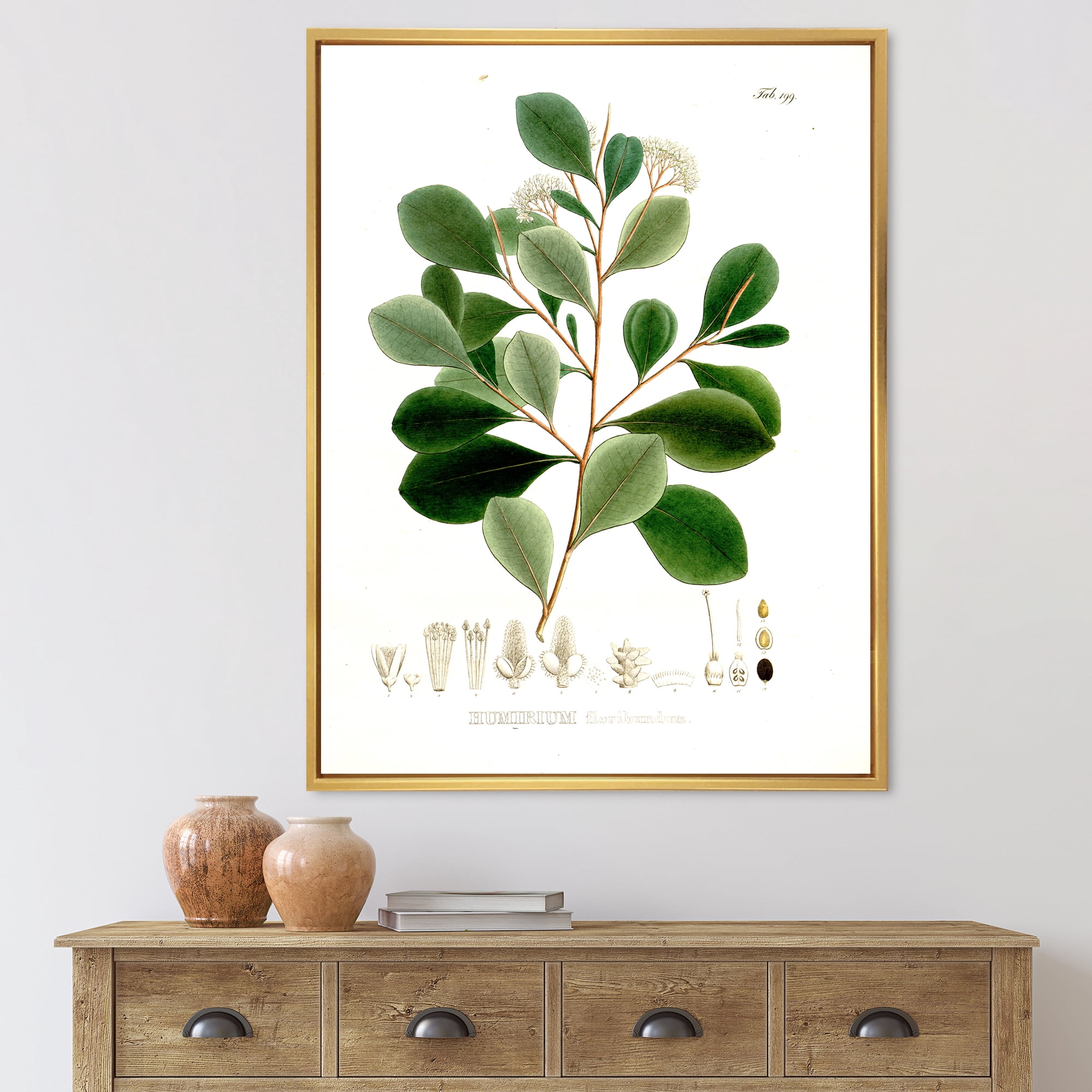 Ancient Botanicals IV 24 in x 32 in Framed Painting Canvas Art Print, by Designart
