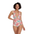 thumbnail image 6 of LIORA Women’s One Piece Swimsuits Floral Print Bathing Suits for Women Deep V Neck with Front and Back Ring, 6 of 8