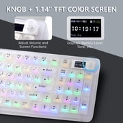 Tri-Mode Mechanical Keyboard with RGB, Hot-Swappable, Display, Translucent White