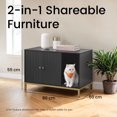 thumbnail image 1 of LEDREM Modern Cat Litter Box Furniture - Hidden Enclosure with Scratching Mat, Dual Doors, Side Table Function, Black and Gold, 1 of 5