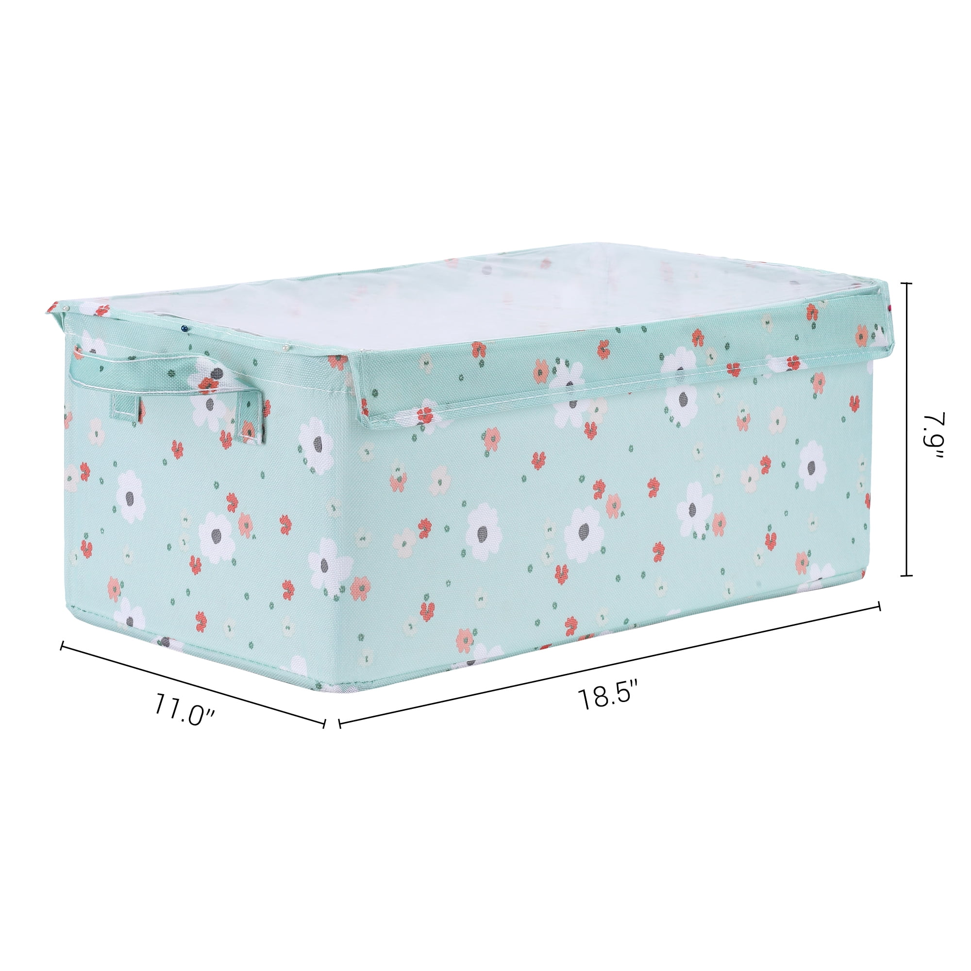 Unique Bargains Fabric Storage Bins with Handles Collapsible Basket Green Not Lids