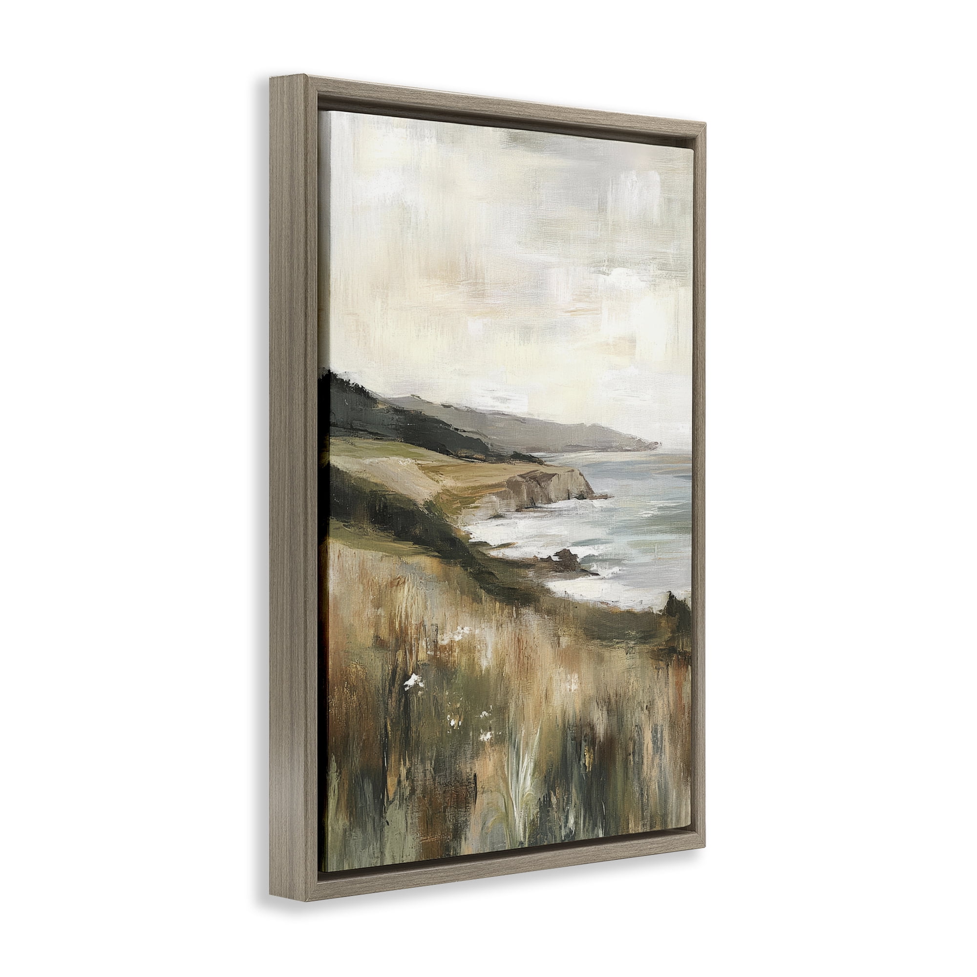 Stupell Industries Northern Coast Cliffside Brown Framed Floater Canvas Wall Art, design by Petal Prints Design