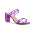 thumbnail image 1 of BLISSFUL STEP Women's Strappy Block Heel Slides Mules Sandals Purple 5.5, 1 of 7