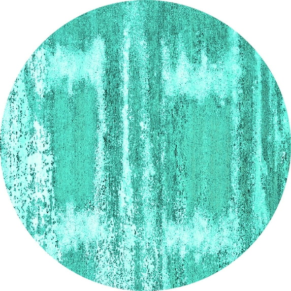 Ahgly Company Indoor Round Oriental Turquoise Blue Industrial Area Rugs, 5' Round