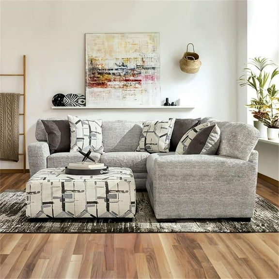 Furniture of America Amole Contemporary Chenille Upholstered Sectional in Gray