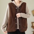 thumbnail image 4 of AKOEE Fleece Vest for Women Jackets with Pockets Faux Shearling Sleevleess Button Up Winter Coats Fuzzy Outerwear (M, Brown), 4 of 4