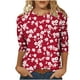 thumbnail image 1 of Camiseta de Cuello Redondo Impresa Casual para Mujeres con Mangas 3/4, Camiseta de Moda Casual de Longitud Media, 1 of 4