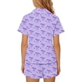 thumbnail image 7 of ITSAME Girls Outfit Sets, Bow Print Lapel Button Up Tops and Shorts Fashion Lougewear 2-Piece Purple Size 3-4, 7 of 7