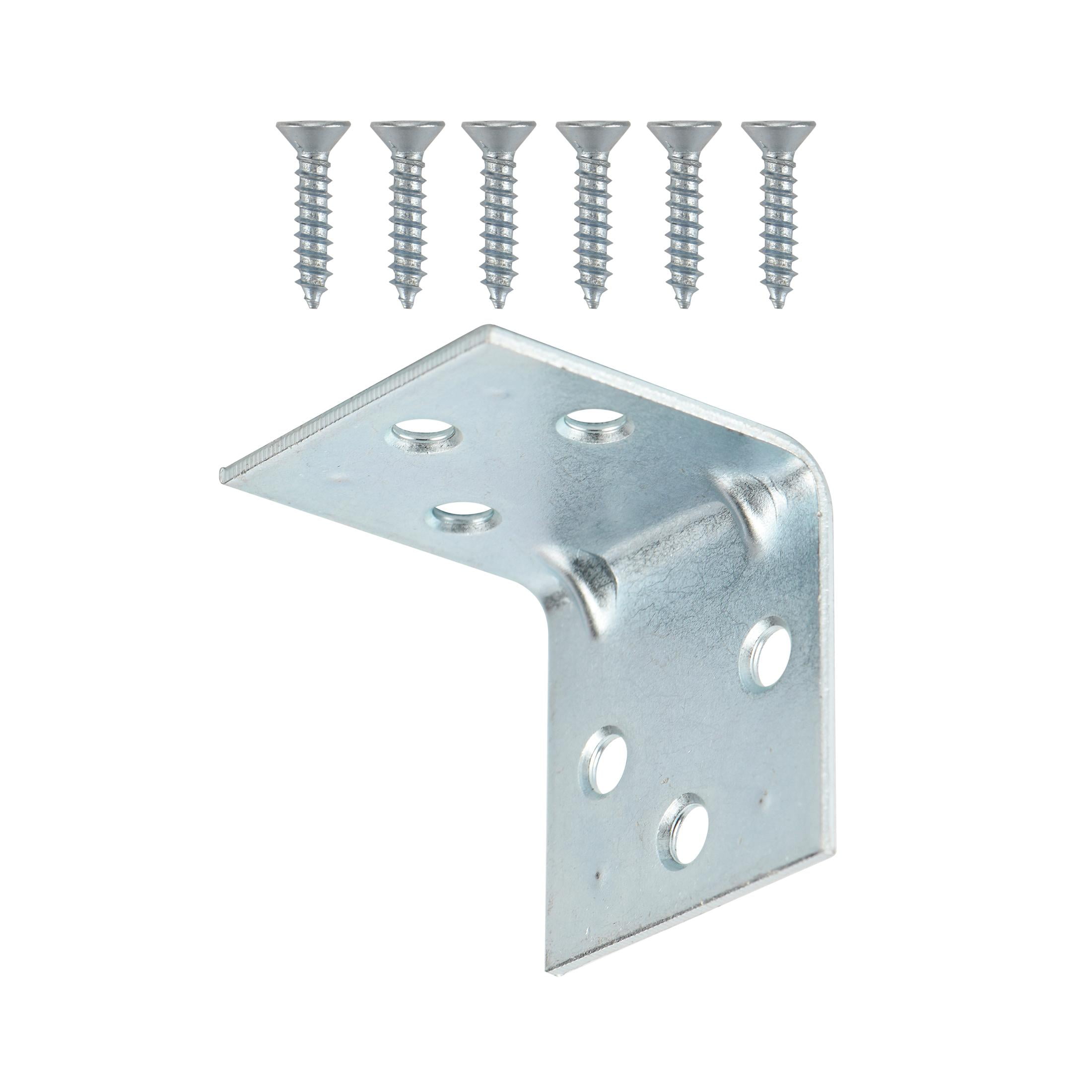Hyper Tough 2-1/2 inch. x 2-1/2 inch. Double Wide Corner Brace, Steel, Zinc Plated (2 Pack), 2.5 X 1.5 X 0.071 inch