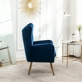 thumbnail image 5 of Blue Velvet Wing Back Accent Seat - Stylish Button Tufting, Robust Gold Legs, Floor Guarded Button- Chair, Style For Comfort. Upholstery. Legs. Protection. 31.02"w X 26.5"d 35.5"h. Easy To Assemble, 5 of 6